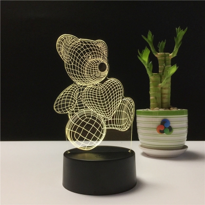 现货3d亚克力台灯批发七彩触摸礼品台灯儿童卧室创意礼品卡通小夜灯